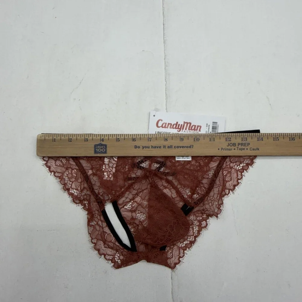 Candyman Jockstrap Mens Small Red Lace Floral Sheer Stretch Underwear 39653